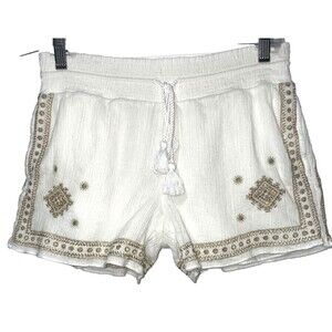 J. Crew Women’s Embroidered Gauze Pull On Shorts size 00 Tassel Drawstring